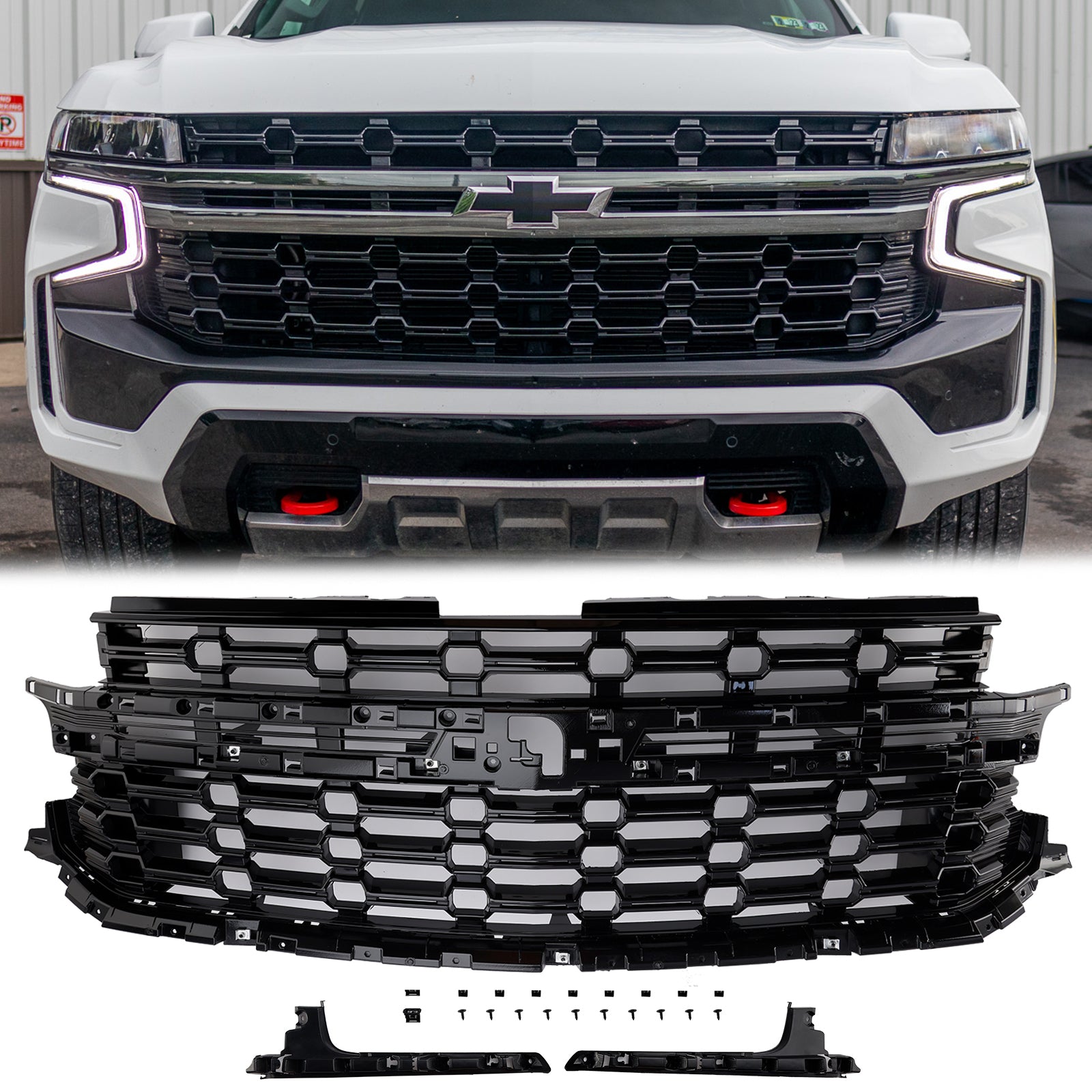 Front Grill For Chevrolet Tahoe / Suburban 2021-2024 Z71-Look Black Air Intake Radiator Bumper Grille - 0