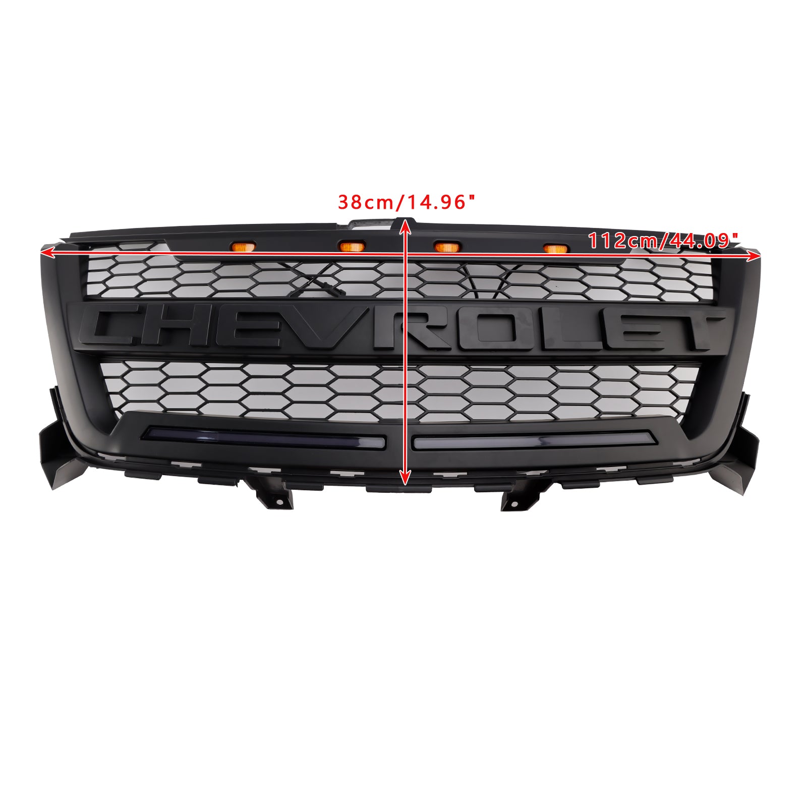 Calandre en nid d'abeille noire mate pour pare-chocs avant supérieur du Chevrolet Colorado 2016-2020 avec éclairage LED - 0