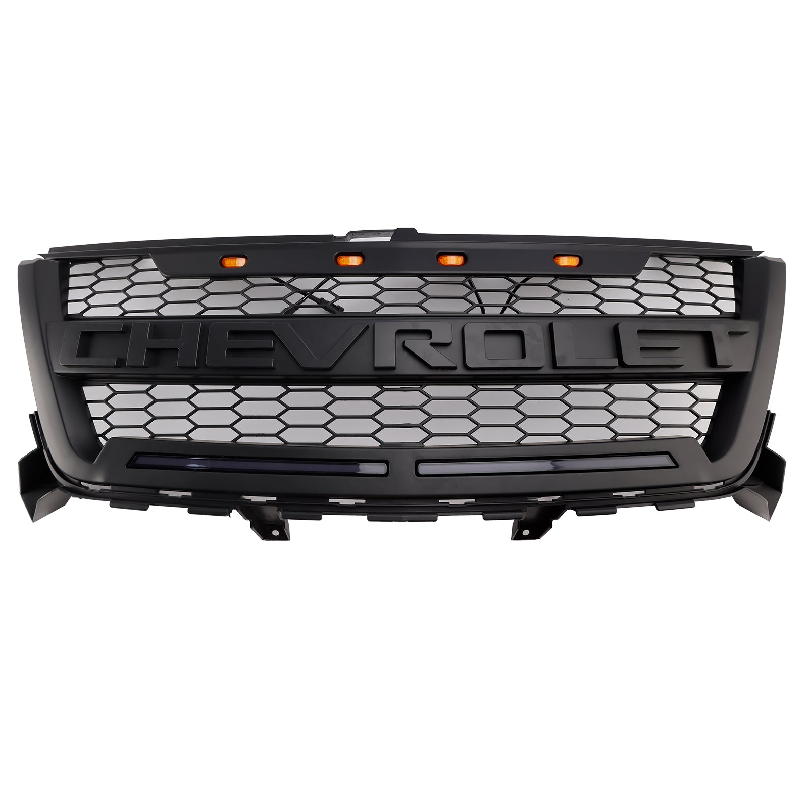 Grille de pare-chocs avant en nid d'abeille noire pour Chevy Colorado 2016-2020 avec éclairage LED