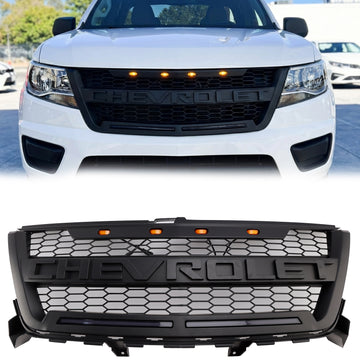 Chevrolet Colorado 2016-2020 Honeycomb Black Grill Chevy Front Bumper Mesh Grille W/ LED
