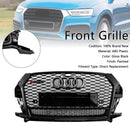 Audi Q3/SQ3 2016-2018 RSQ3-stijl honingraatgrill voorbumper vervangende zwarte grille met ring Embelm-3