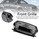 Parrilla de panal estilo Audi Q3/SQ3 RSQ3 2016-2018, repuesto de parachoques delantero, parrilla negra con emblema de anillo-4