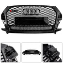 Audi Q3/SQ3 2016-2018 RSQ3-stijl honingraatgrill voorbumper vervangende zwarte grille met ring Embelm-5