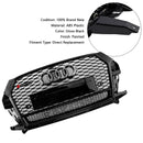 Parrilla de panal estilo Audi Q3/SQ3 RSQ3 2016-2018, repuesto de parachoques delantero, parrilla negra con emblema de anillo-6