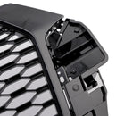 Parrilla de panal estilo Audi Q3/SQ3 RSQ3 2016-2018, repuesto de parachoques delantero, parrilla negra con emblema de anillo-8