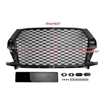2016-2018 Audi Q3/SQ3 RSQ3 Style Grill o strukturze plastra miodu Wymiana przedniego zderzaka Czarna kratka - 0