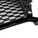 Parrilla de panal estilo Audi Q3/SQ3 RSQ3 2016-2018, repuesto de parachoques delantero, parrilla negra con emblema de anillo-6