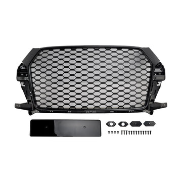 2016-2018 Audi Q3/SQ3 RSQ3 Style Grill o strukturze plastra miodu Wymiana przedniego zderzaka Czarna kratka