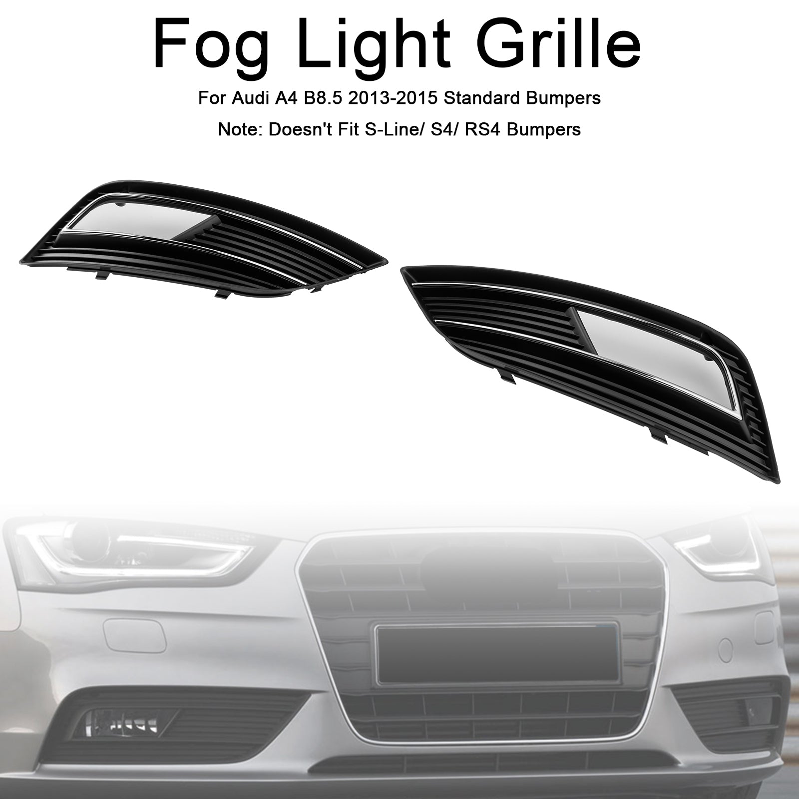 2013-2016 Audi A4 B8.5 Rejilla de luz antiniebla tipo panal parachoques delantero cubierta inferior parrilla negra 8K0807681K 8K0807682K