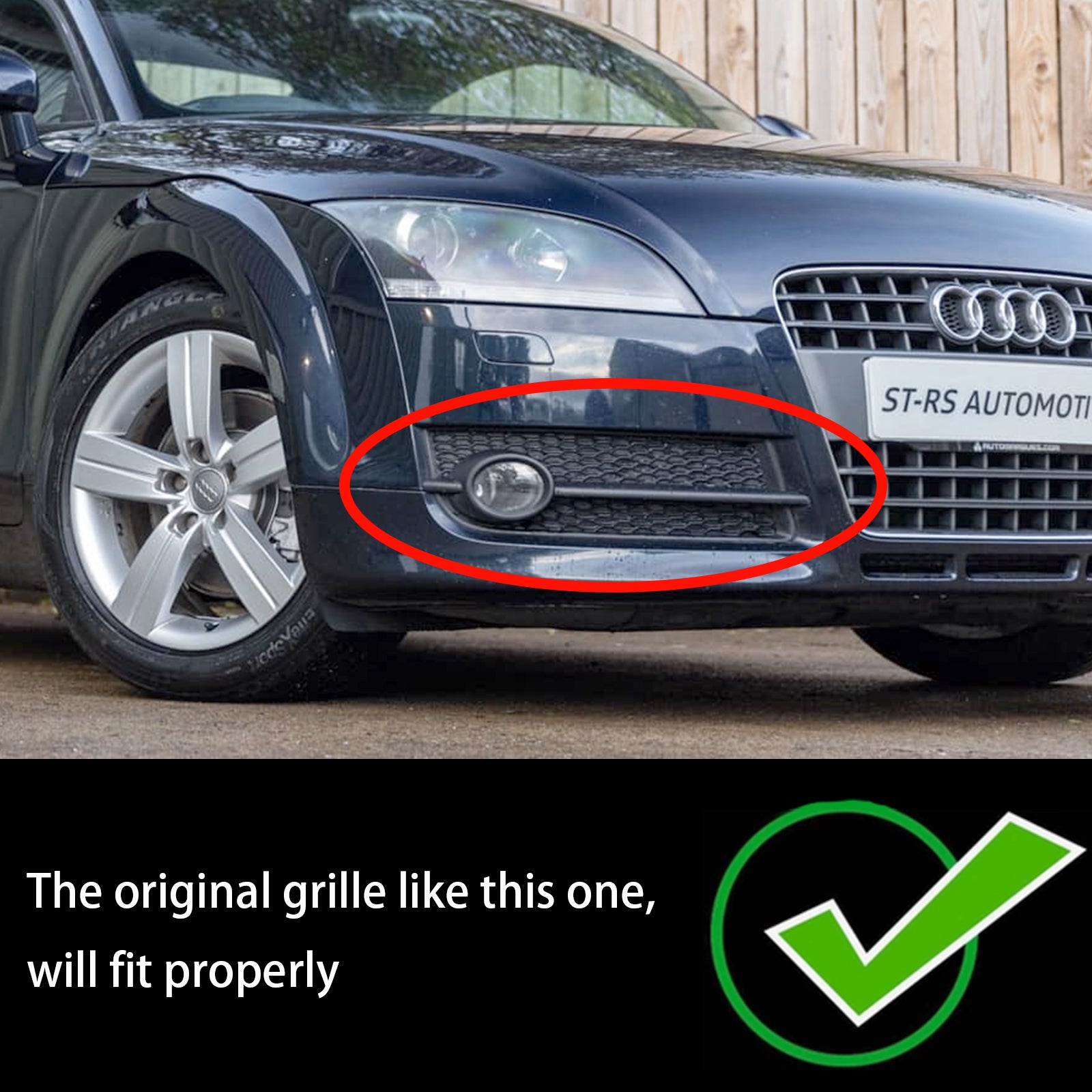 Audi TT MK2 2007–2010, Wabenstruktur, 2 Stück, Nebelscheinwerfer-Abdeckung, Gitter vorne, Stoßstange unten, schwarzer Grill, 8J0807682, 8J0807681 - 0