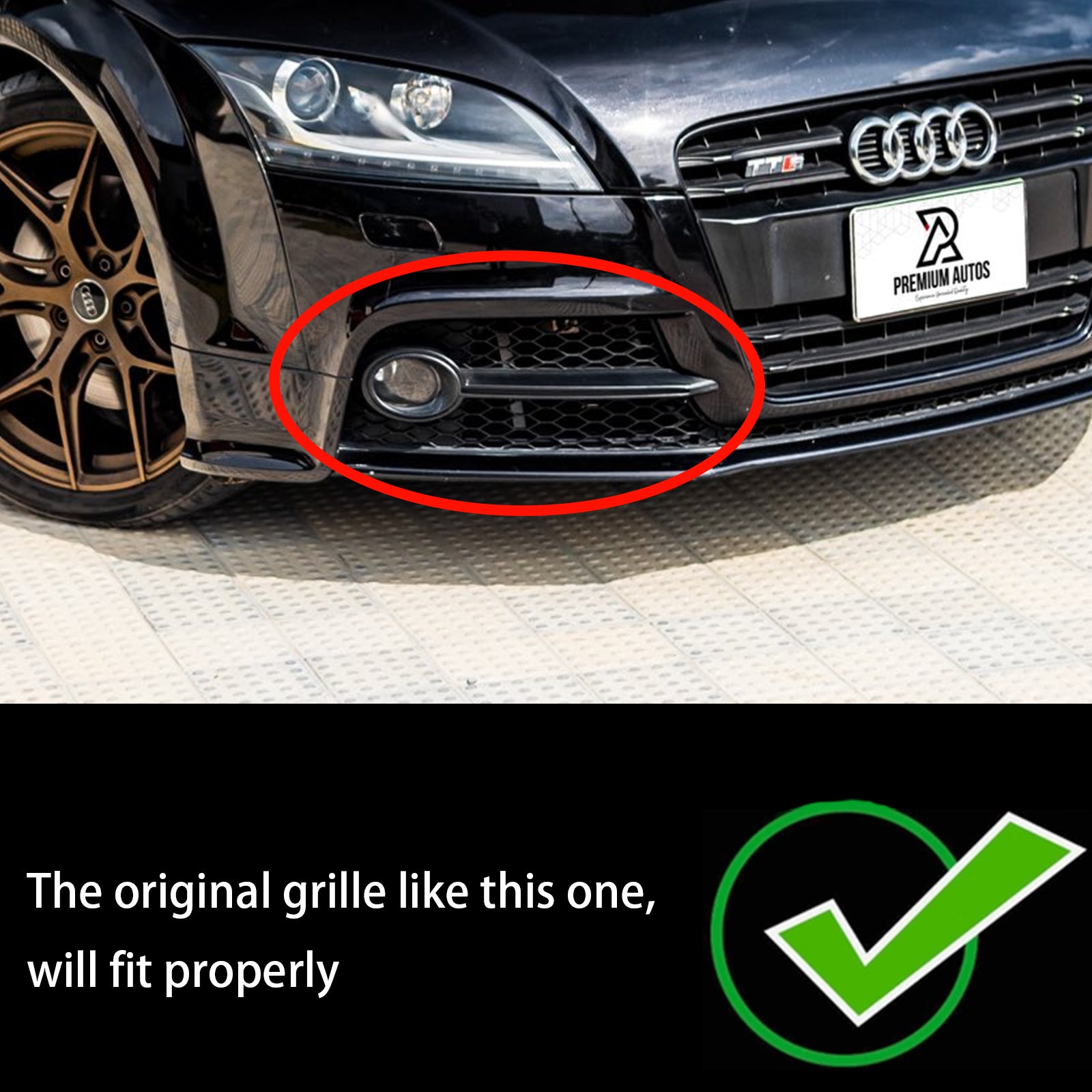 Chrome Front Bumper Fog Light Grille Fit Audi TT MK2 S-Line / TTS 2011-2014 - 0