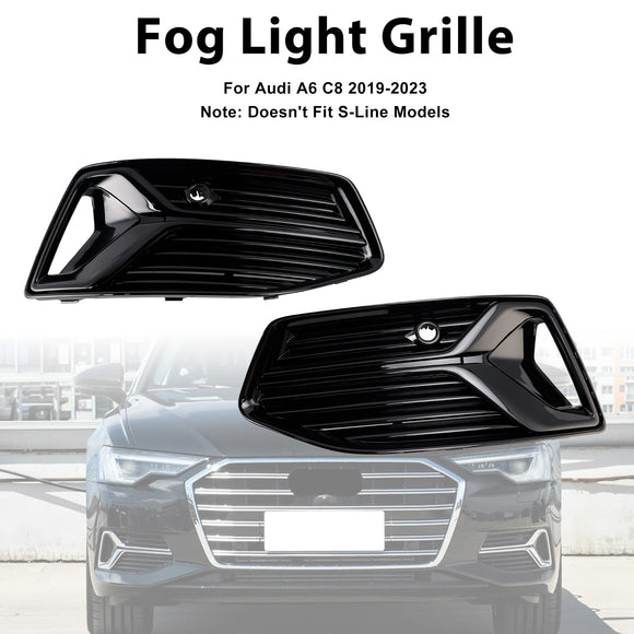 2018-2024 Audi A6 Standard C8 2PCS Frontstoßstange Unterer Grill Nebelscheinwerferabdeckung Schwarzer Grill