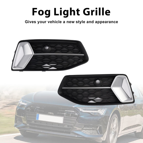 2018-2024 Audi A6 Standard C8 2PCS Frontstoßstange Unterer Grill Nebelscheinwerferabdeckung Schwarzer Grill