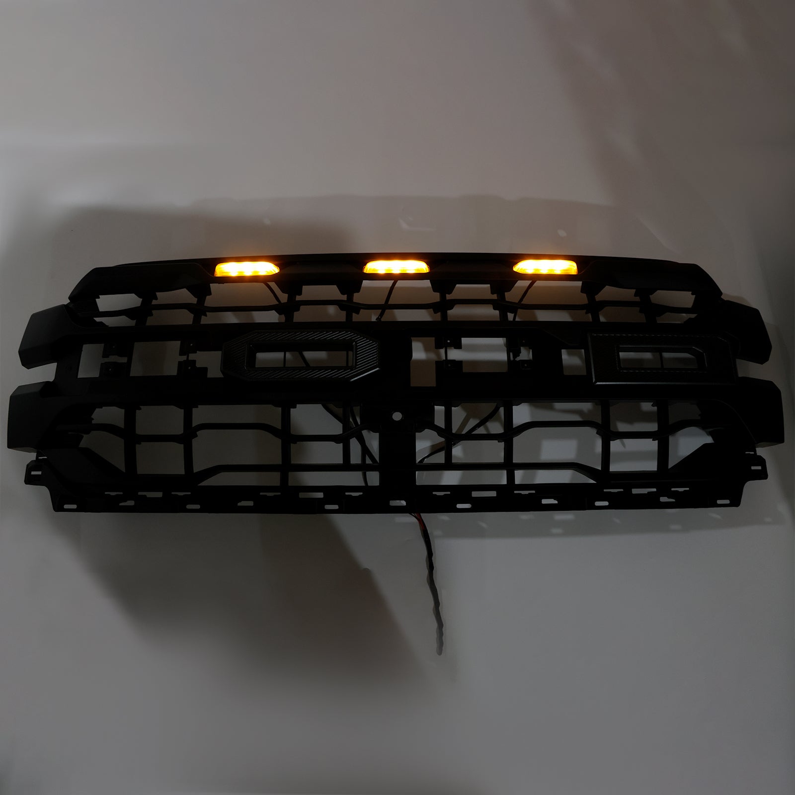 2024-2025 Ford F150 Raptor Style Front Grill Upper Bumper Black Grille W/ LED Light & Letter