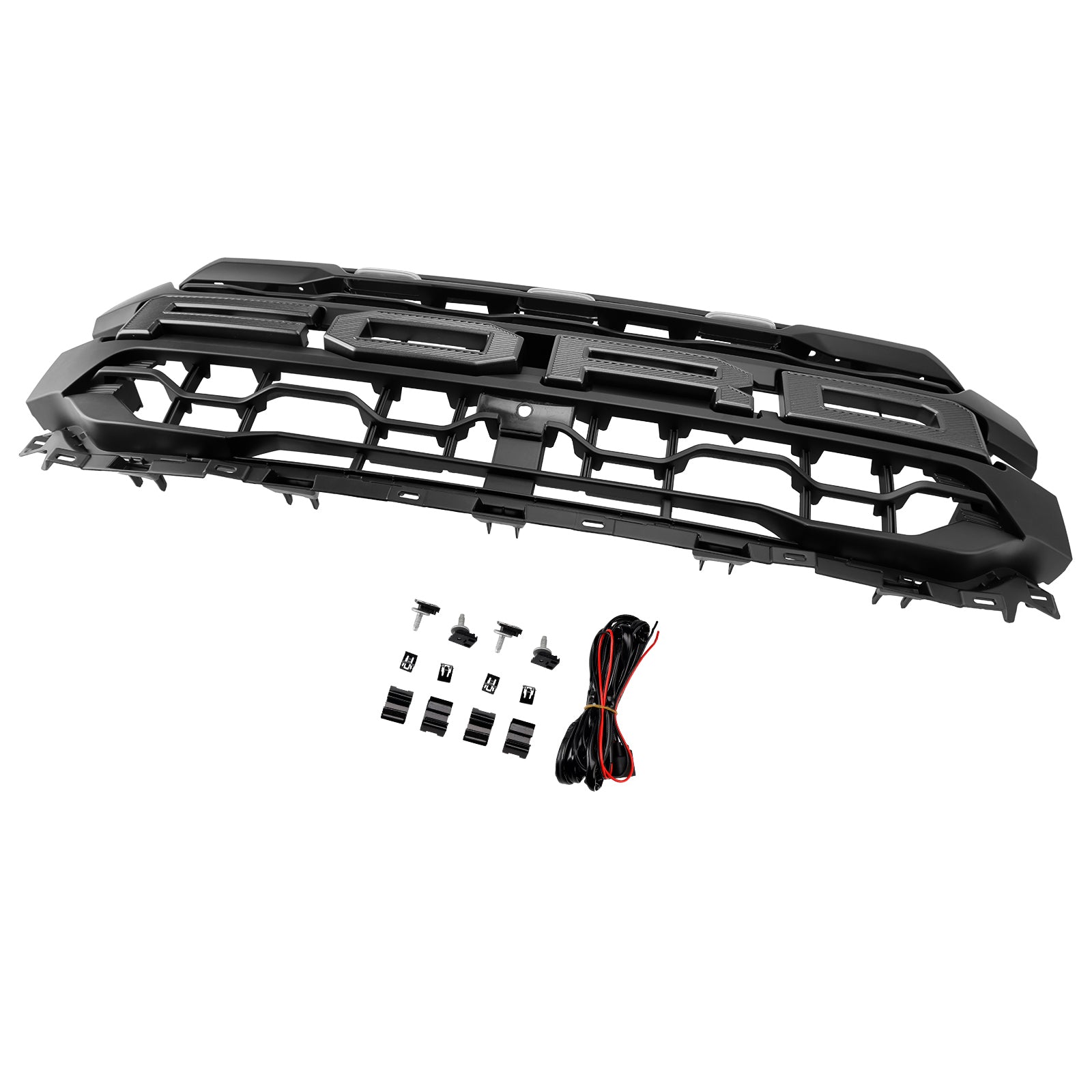 2024-2025 Ford F150 Raptor Style Front Grill Upper Bumper Black Grille W/ LED Light & Letter