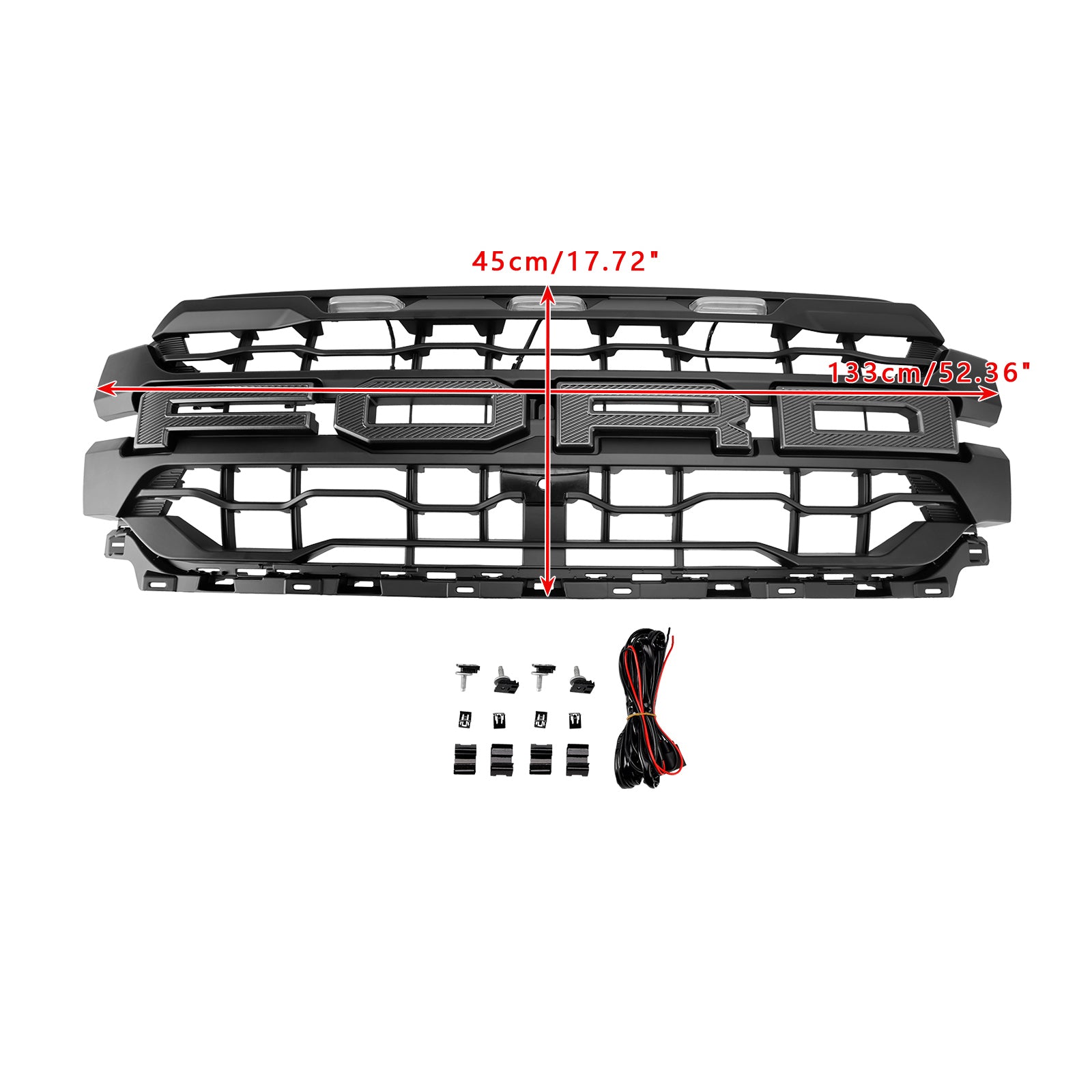 Raptor Style Grill For 2024-2025 Ford F150 Front Bumper Black Replacement Grille W/ LED Light - 0