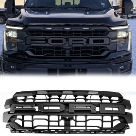 Grade estilo raptor para 2024-2026 Ford F150 amortecedor dianteiro grade de substituição preta com luz LED