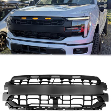 Ford F150 2024 2025 2026 Black Grille Front Bumper Raptor Style Grill W/ LED Light & FORD Letter