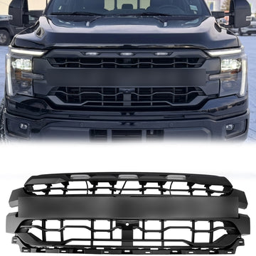 Parrilla estilo Raptor para Ford F150 2024-2026, parachoques delantero, rejilla de repuesto negra con luz LED & Letra FORD