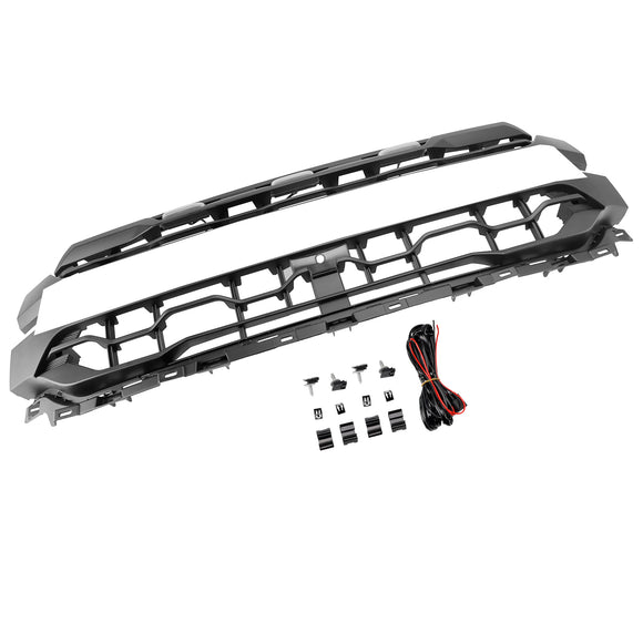 Raptor Style Grill For 2024-2026 Ford F150 Front Bumper Black Replacement Grille W/ LED Light & FORD Letter