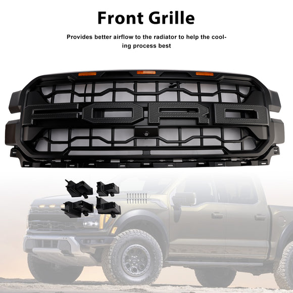 Ford F150 2024-2026 Front Grill Raptor Style Front Bumper Replacement Black Grille