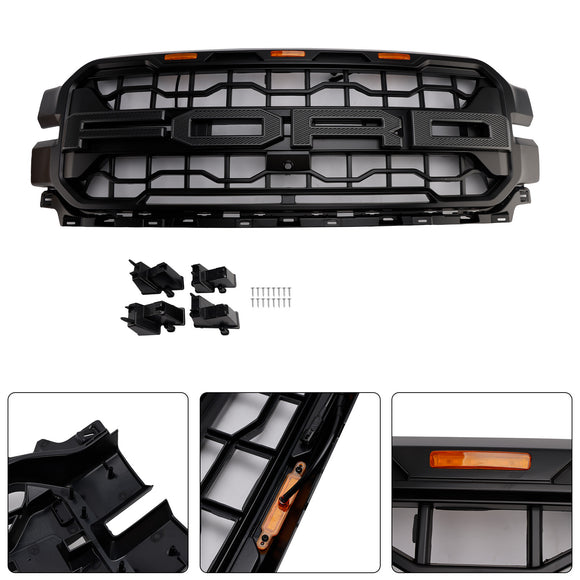 Ford F150 2024-2026 Front Grill Raptor Style Front Bumper Replacement Black Grille
