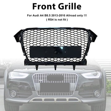 RS4 Style Grill For 2013-2016 Audi A4 B8.5 Allroad Front Bumper Black Grille - 0