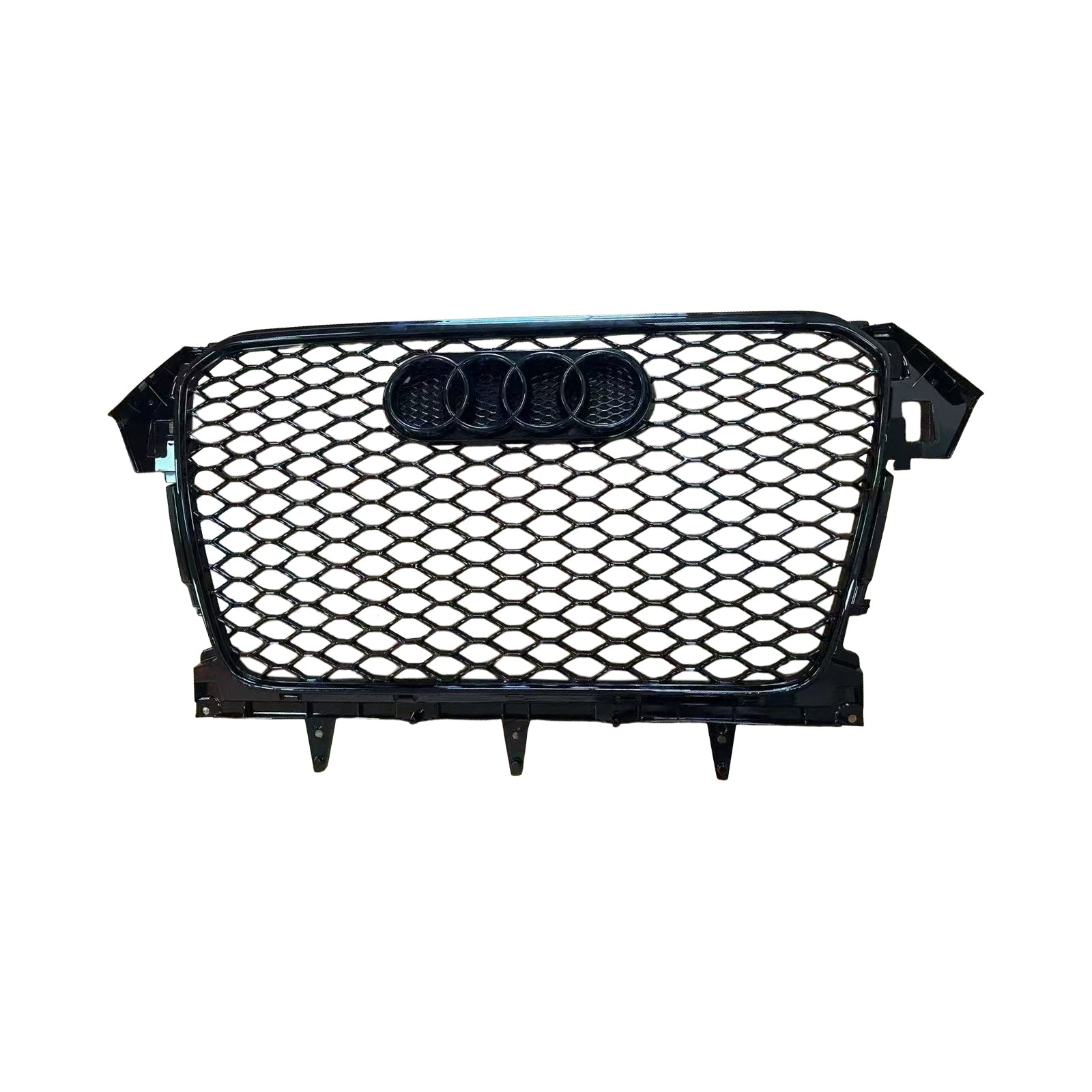 RS4 Style Grill für 2013-2016 Audi A4 B8.5 Allroad Front Stoßstange Schwarzer Kühlergrill mit Ring-Emblem