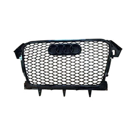 Parrilla estilo RS4 para Audi A4 B8.5 Allroad 2013-2016, rejilla negra para parachoques delantero con emblema de anillo