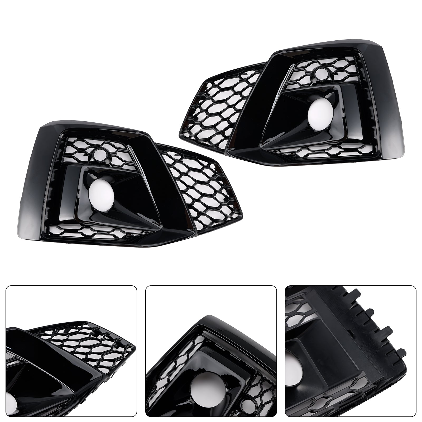 2020-2023 Audi A5 SLine / S5 Honeycomb Fog Light Grille 2PCS Front Bumper Lower Cover Black Grille 8W6807682T3Q7