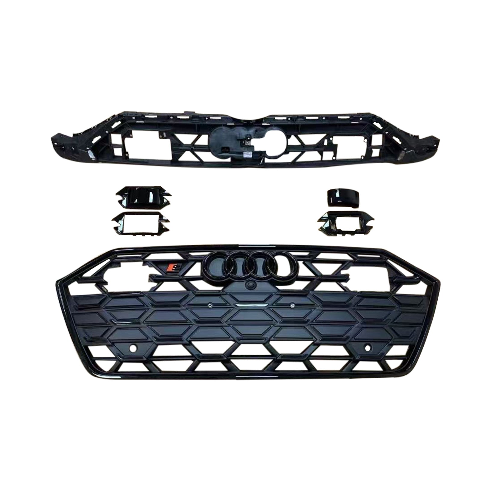 Audi A7 S7 C8 2019-2024 Rejilla estilo S7 Parachoques delantero Rejilla negra con ACC