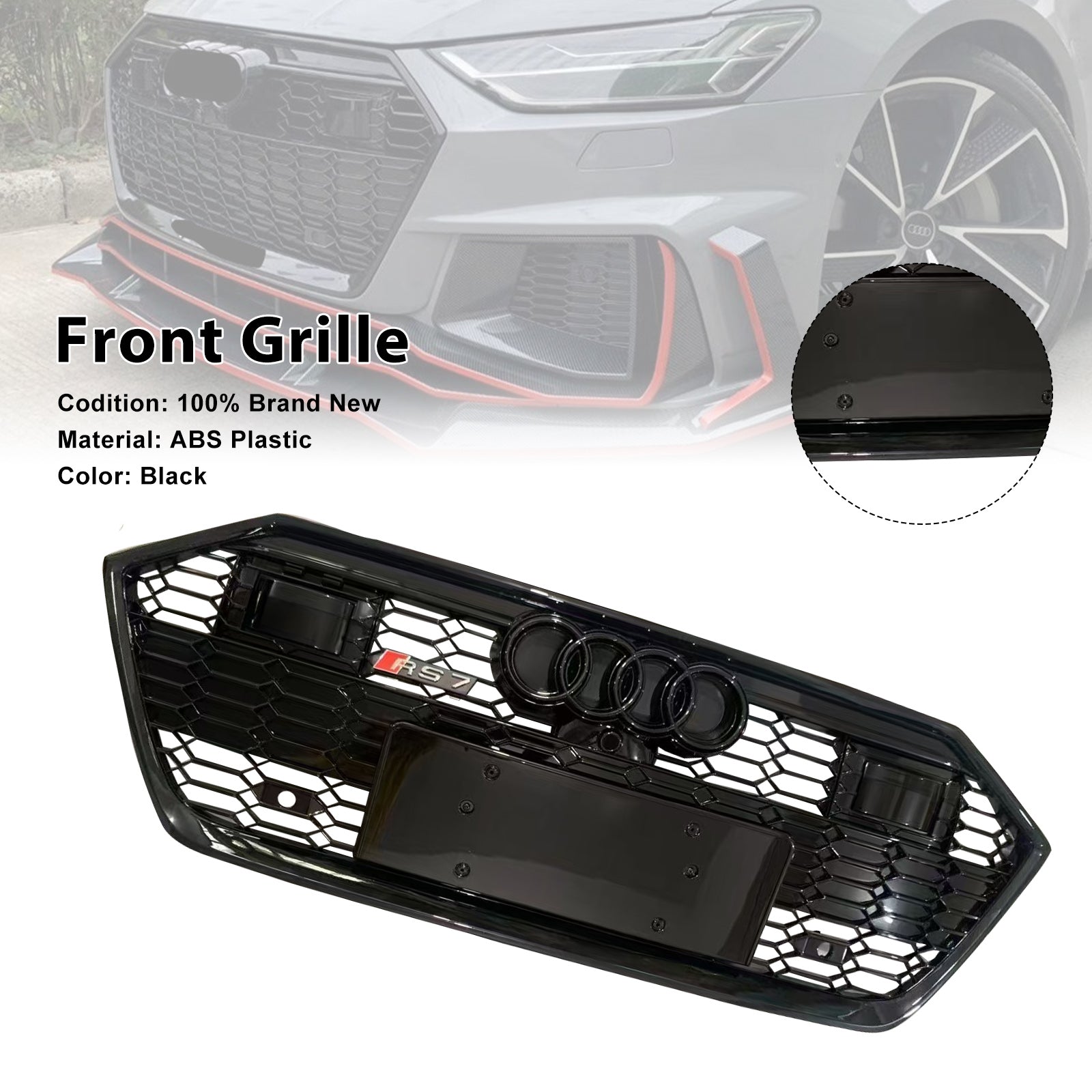 Griglia nera per paraurti anteriore Audi A7 S7 C8 2019-2024 con ACC - 0