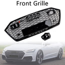 Griglia paraurti anteriore nera a nido d'ape Audi A7/A7 Sline/S7 C8 RS Style 2019-2024 con ACC & Emblema dell'anello-5