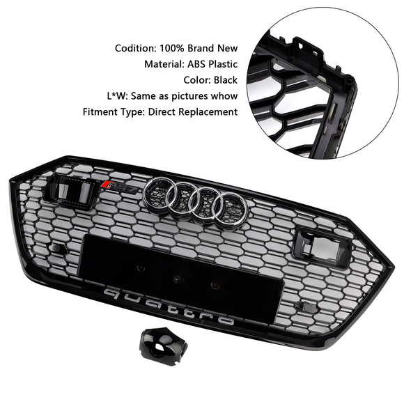 Griglia paraurti anteriore nera a nido d'ape Audi A7/A7 Sline/S7 C8 RS Style 2019-2024 con ACC & Emblema dell'anello