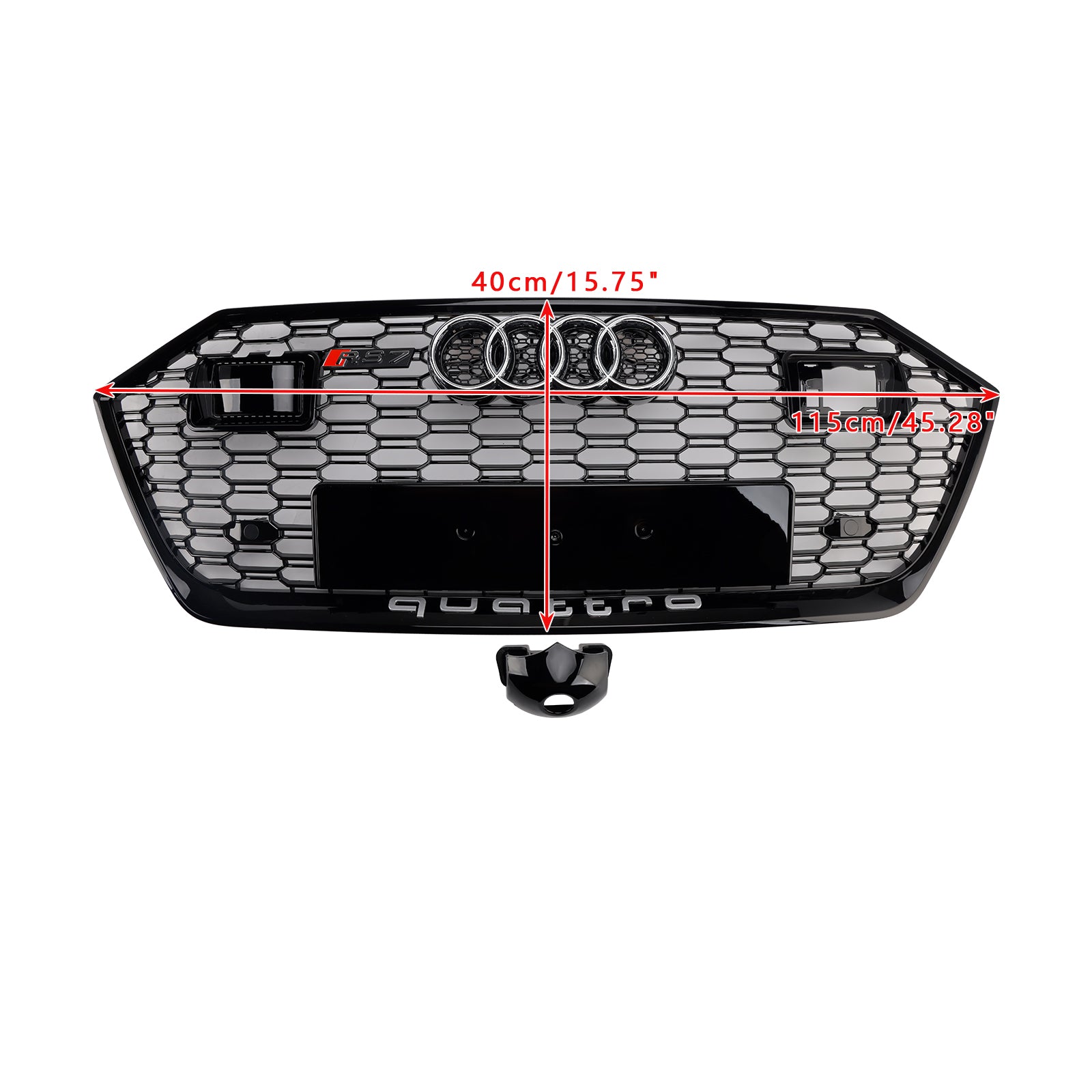 Griglia paraurti anteriore nera a nido d'ape Audi A7/A7 Sline/S7 C8 RS Style 2019-2024 con ACC & Emblema dell'anello - 0