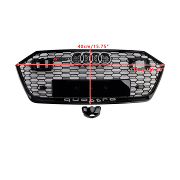2019-2024 Audi A7 / A7 Sline / S7 C8 RS Style Grille Honeycomb Black Front Bumper Grill W/ ACC & Ring Emblem - 0