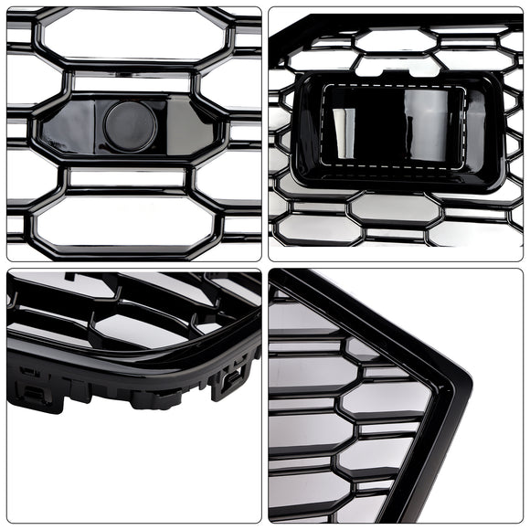 Griglia paraurti anteriore nera a nido d'ape Audi A7/A7 Sline/S7 C8 RS Style 2019-2024 con ACC & Emblema dell'anello