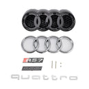 Griglia paraurti anteriore nera a nido d'ape Audi A7/A7 Sline/S7 C8 RS Style 2019-2024 con ACC & Emblema dell'anello-9