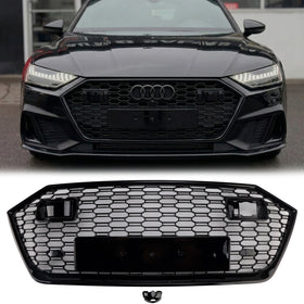 Griglia paraurti anteriore nera a nido d'ape per Audi A7/A7 Sline/S7 C8 RS 2019-2024 con ACC