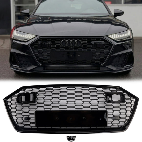 2019-2024 Audi A7 / A7 Sline / S7 C8 RS Style Grille Honeycomb Black Front Bumper Grill W/ ACC
