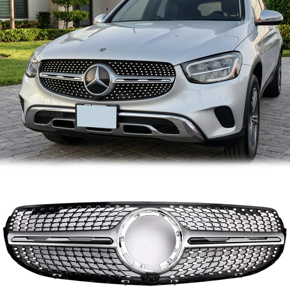 2020-2022 Mercedes-Benz X253 GLC200 GLC250 GLC300 Diamond Grill Voorbumper Chrome Vervanging Grille