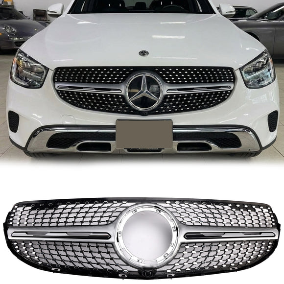 2020-2022 Mercedes-Benz X253 GLC200 GLC250 GLC300 Diamond Grill Voorbumper Chrome Vervanging Grille