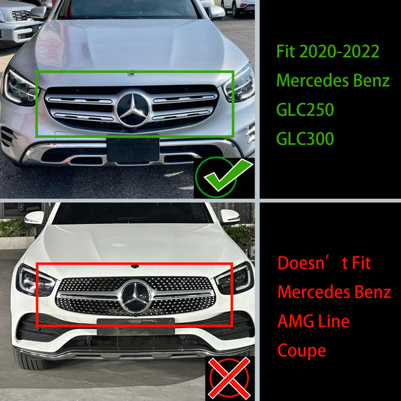 2020-2022 Mercedes-Benz X253 GLC250 GLC300 Diamond Grill Parachoques delantero Rejilla de repuesto cromada