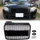 Audi A4 B7 2005-2008 RS Style Front Grille Upper Bumper Honeycomb Mesh Black Grill-1