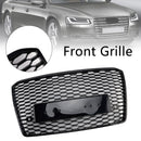 2015-2017 Audi A8 S8 RS estilo grade de favo de mel pára-choque dianteiro grade preta com emblema de anel-4