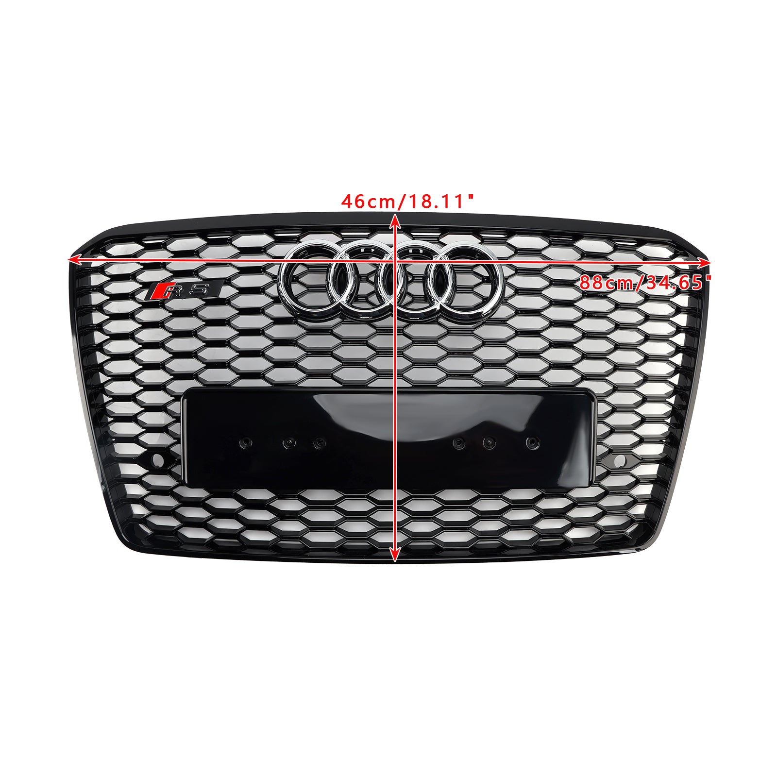 2015-2017 Audi A8 S8 RS Style Honeycomb Grille Front Bumper Black Grill W/ Ring Emblem - 0