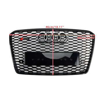 Parrilla de panal estilo Audi A8 S8 RS 2015-2017, parachoques delantero, parrilla negra con emblema de anillo - 0