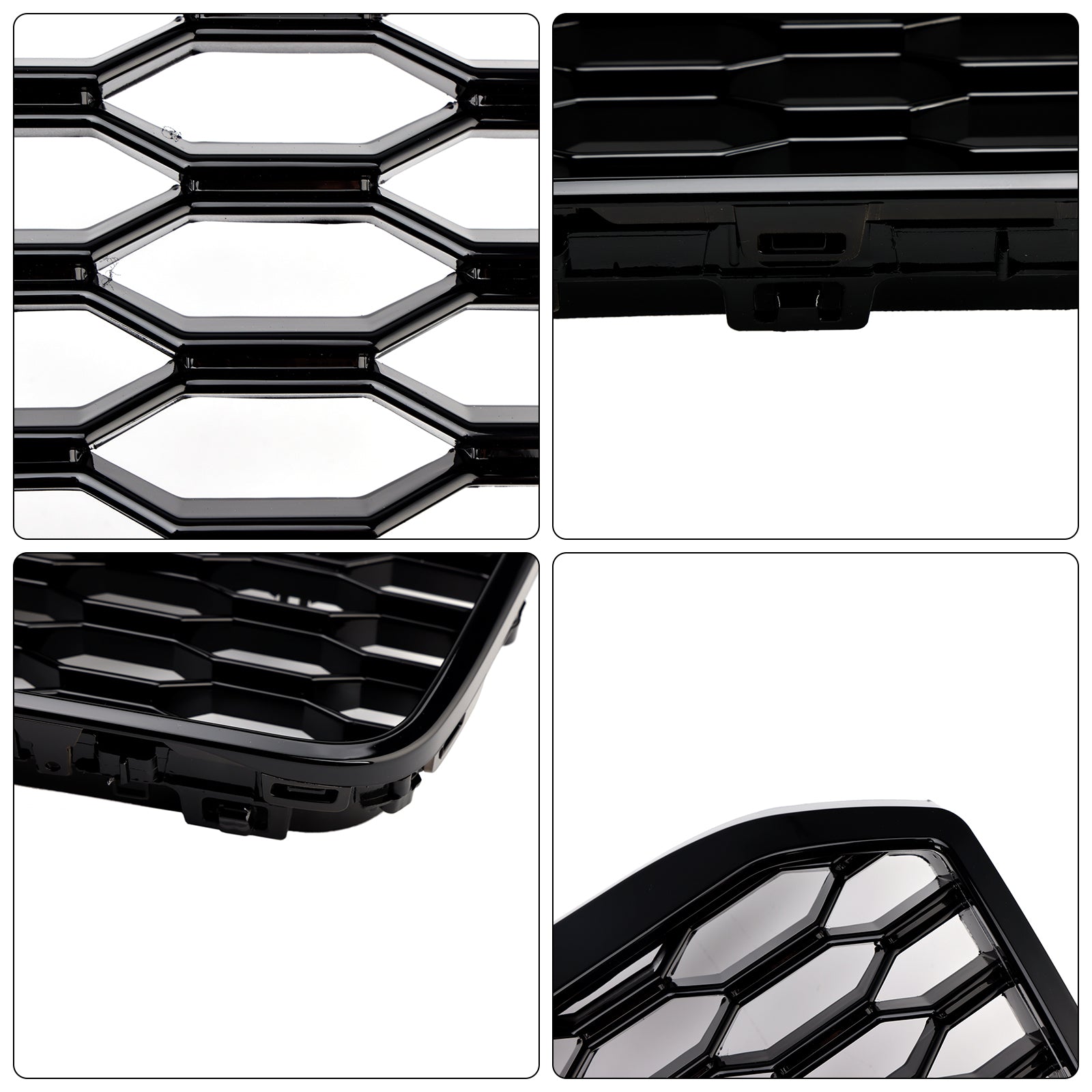 2015-2017 Audi A8 S8 RS Style Honeycomb Grille Front Bumper Black Grill W/ Ring Emblem