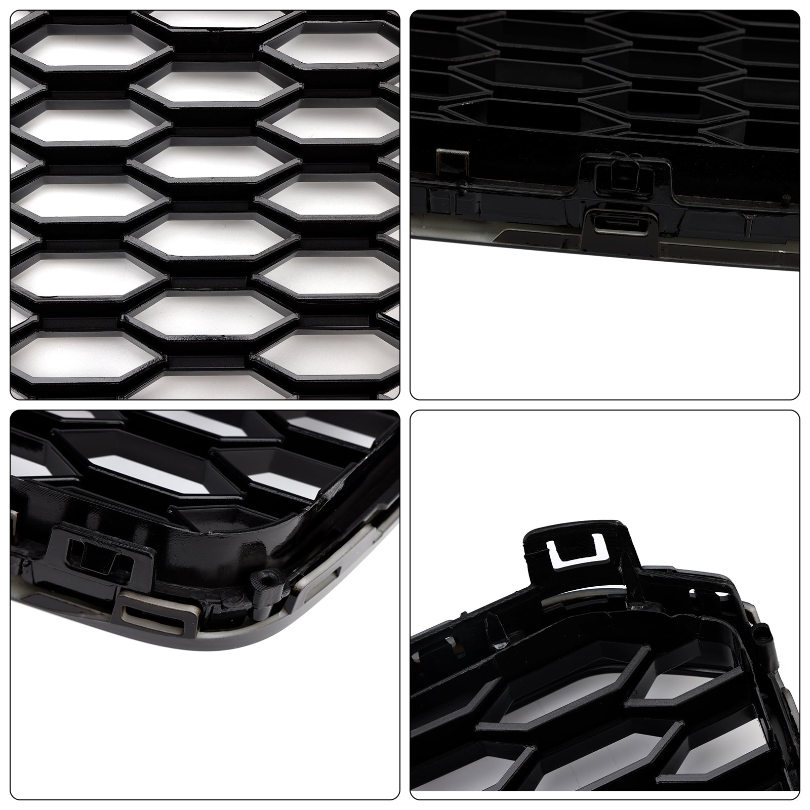 2015-2017 Audi A8 S8 RS Style Honeycomb Grille Front Bumper Black Grill W/ Ring Emblem