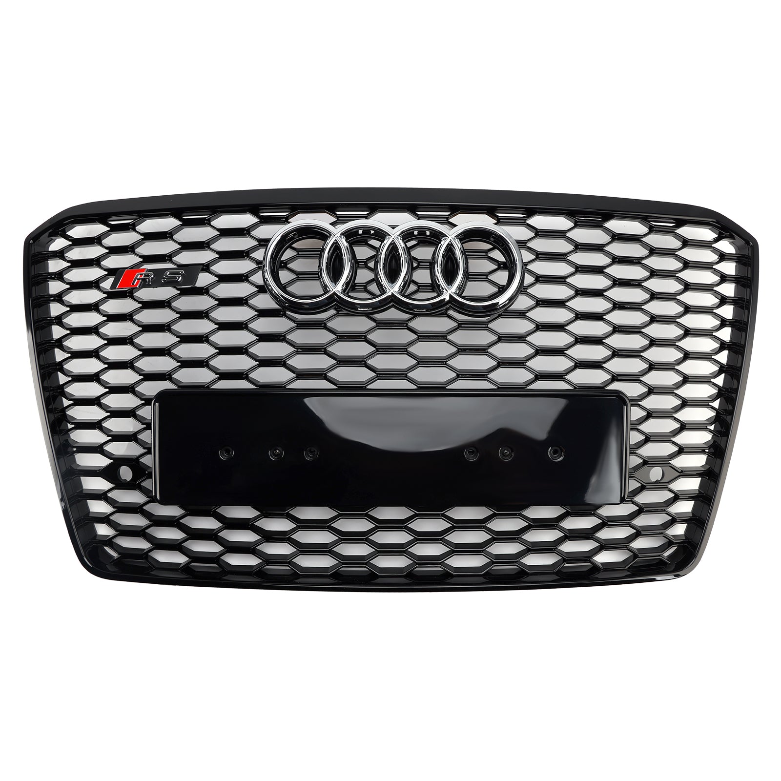 2015-2017 Audi A8 S8 RS Style Honeycomb Grille Front Bumper Black Grill W/ Ring Emblem
